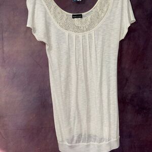 Wet Seal White Cap Sleeve Pleated Blouse